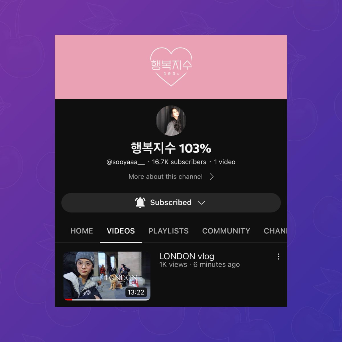BLACKPINK's Jisoo has opened up her own YouTube Channel in celebration of her Birthday.

🔗: youtube.com/@sooyaaa__