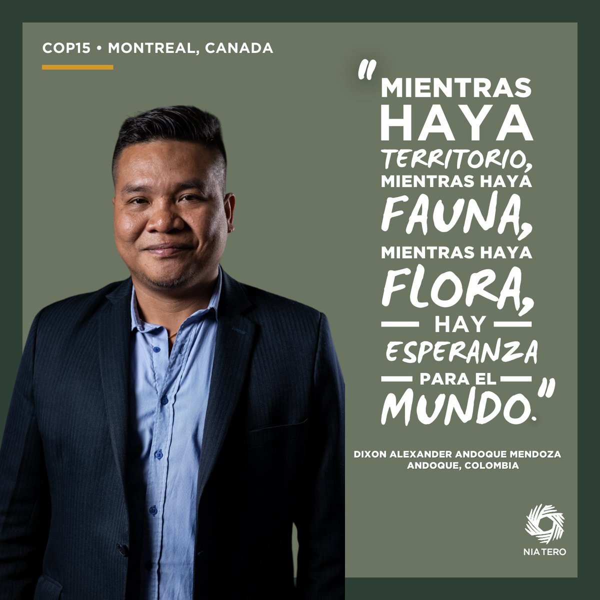 'As long as there is territory, as long as there is fauna, as long as there is flora, there is hope for the world.' - Dixon Alexander Andoque Mendoza (Andoke, Colombia)

#IndigenousGuardians #COP15
