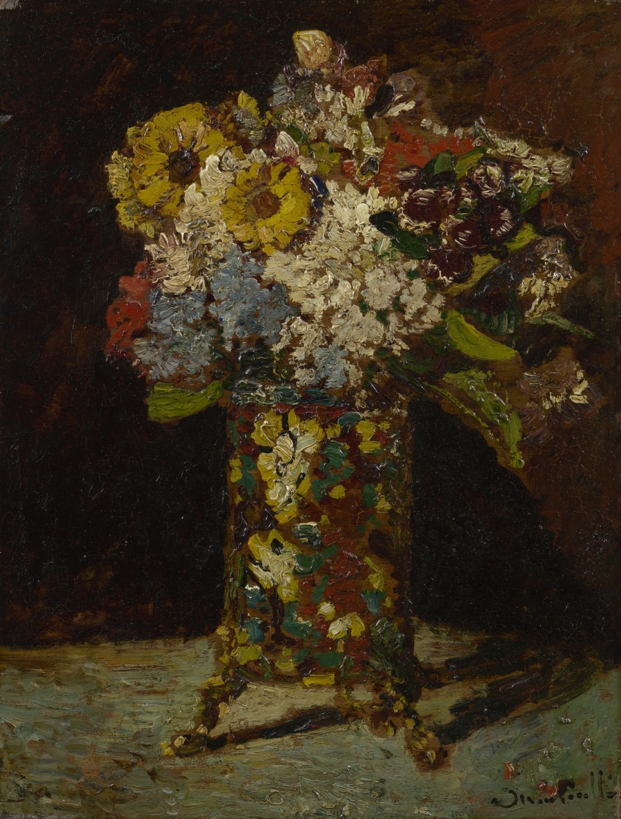 vangoghmuseum's tweet photo. Van Gogh painted this flower still life (1) after discovering the work of the Southern French artist Adolphe Monticelli in Paris (2). Vincent was impressed by his emphatic brushwork and his habit of using generous amounts of paint. 💐 https://t.co/8SRRHOT6Y3