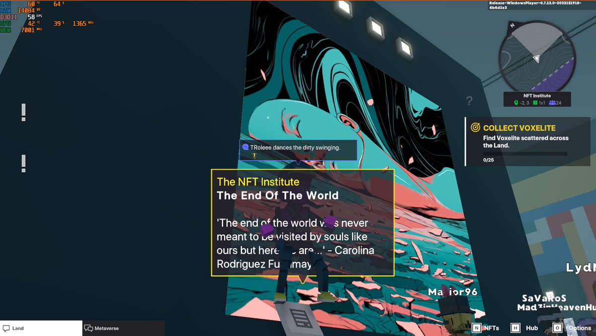 TRoleee's tweet photo. @TheSandboxGame I found "The End of the World" NFT in the NFT institute 🔥 I participated in the #SeasonsGreetingsTSB challenge for a chance to win an NFT! https://t.co/t9supgtvUM