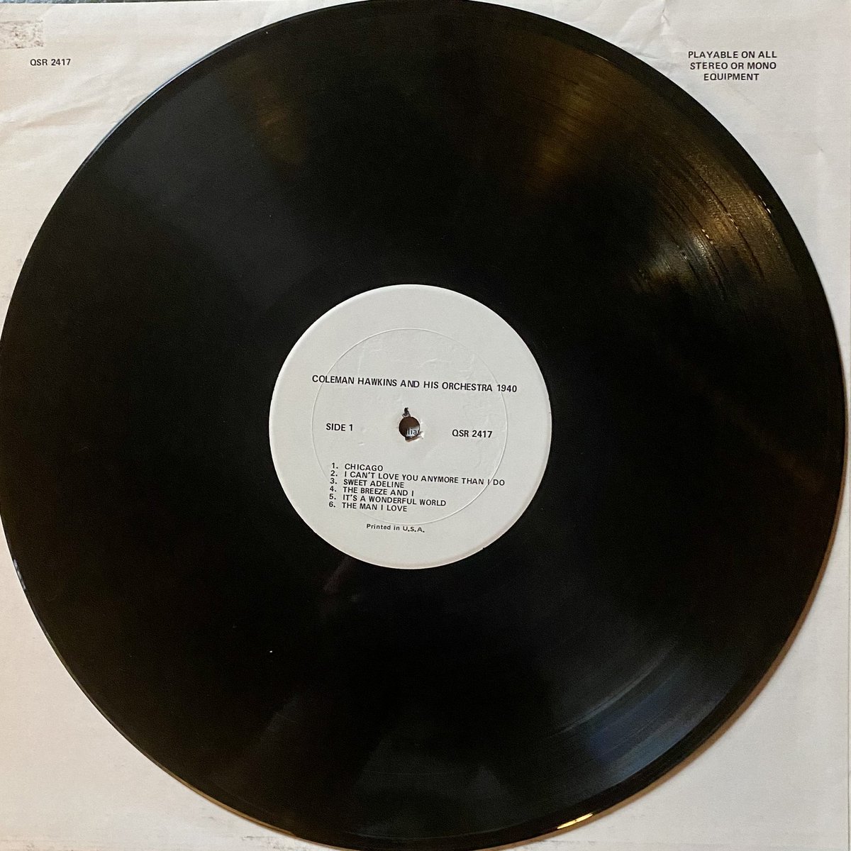 CMoneyKS's tweet photo. First spin of #2023 #ColemanHawkinsAndHisOrchestra #ColemanHawkins #TheHawk #GeneFields #ErniePowell #KermitScott #JackieFields #EustisMoore #JCHeard #WhenACongressmanMeetsASenatorDownSouth #1940 remarkably clean and clear #mono recording of one of the early… https://t.co/AK10S6Xlbm