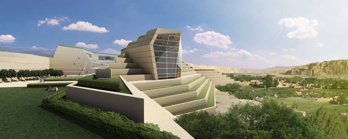 Riad_Arch's tweet photo. One of the project proposals we are most proud of is our entry for the #Bamiyan Cultural Center for @UNESCO which overlooked the #Buddha cliffs where the #Taliban destroyed their statues in 2001 #RiadArchitecture #architecture #afghanistan https://t.co/H9qz3PZfFc