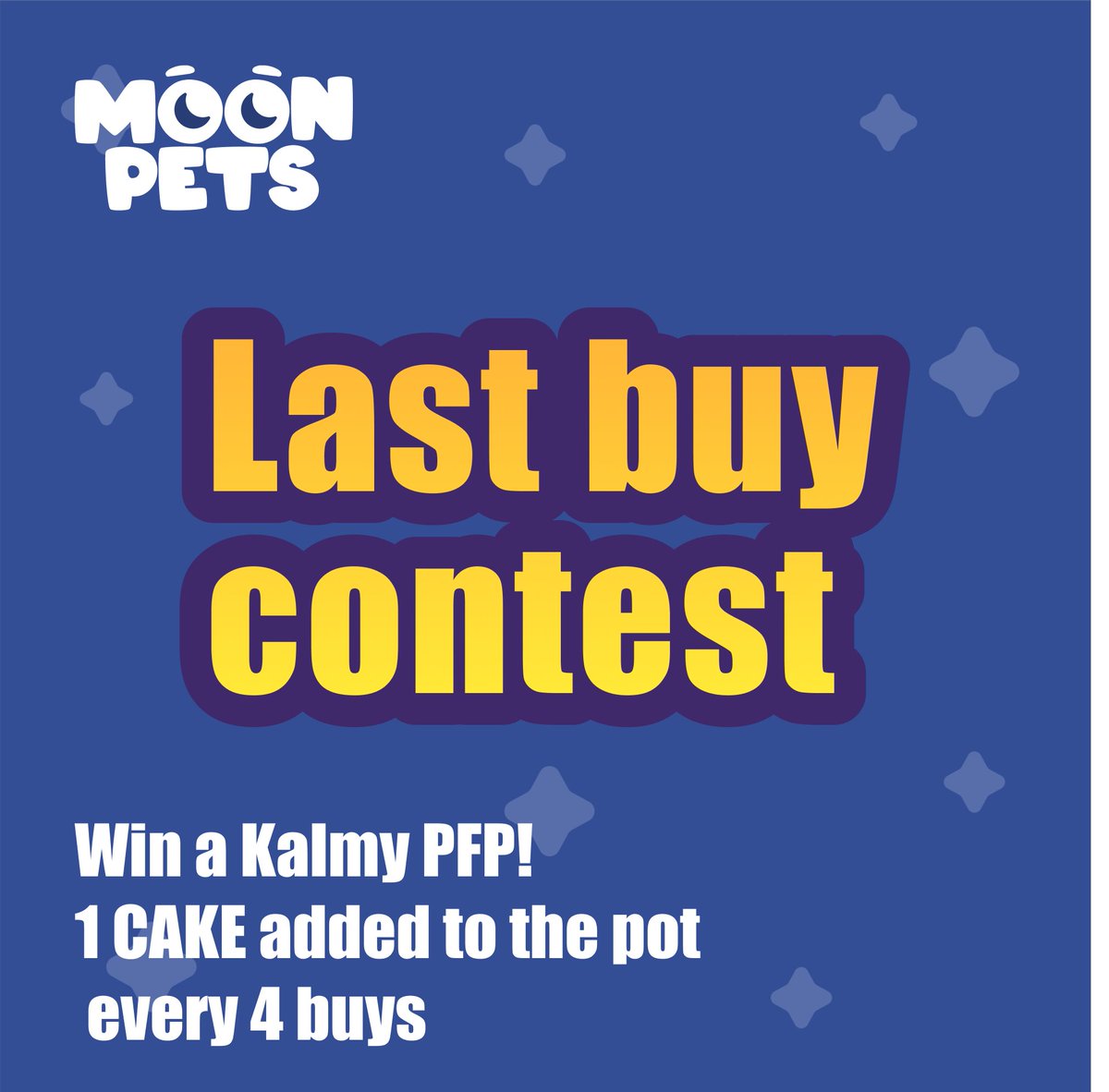 We're starting the year off with a last-buy contest! ✨

This is your chance to win a <a href="/KalmyAPP/">KALM | Kalmy.APP Beta</a> PFP and $CAKE 🥞

Join our TG for more details 👇
t.me/moonpets_nft
