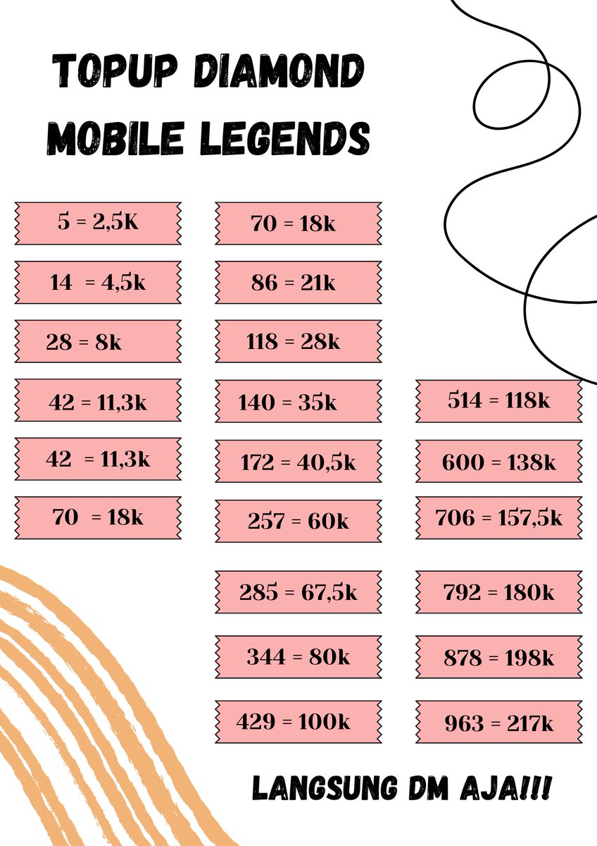 queechess's tweet photo. TOPUP DIAMOND MOBILE LEGENDS MURAH

- Melakukan Payment terlebih dahulu
- Proses 1-15menitan
- Batal, no reff

Langsung dm aja yaa!!!

#zonauang #mobilelegends #topupgames #diamondml #topupml #topup #murah #topupdiamond #MobileLegendsBangBang https://t.co/J5pBMbuiuO