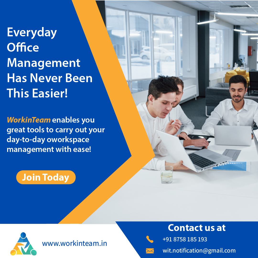 Workinteamindia's tweet photo. Take your office management to next level with incrediblly amazing features of WorkinTeam!!!! Switch to WorkinTeam and start organizing your workspace today!

Sign up today at
https://t.co/WDXPjTVY1v 

#business #management #software #help #consulting #PMS #charteredaccountant https://t.co/hOGT0gXoVZ