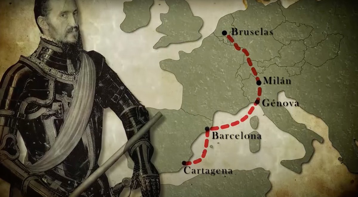 1568: You're the King of Spain and the dutch provinces revolt. But how can you send your army north if you find on your way a hostile England, a revanchist France and Dutch corsairs. Enters the 'Camino Español', the most extraordinary logistical feat in military history. a 🧵