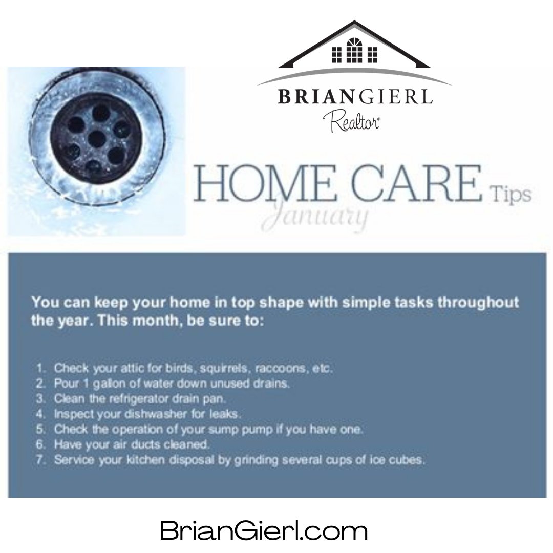 BrianGierl's tweet photo. Owning a home means ongoing maintenance to keep your investment sound. Here are some JANUARY Home Care tips to help you do just that! https://t.co/pFLngkvKet