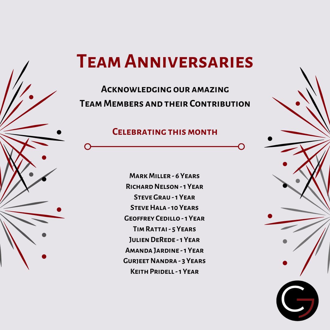 COREGeomatics's tweet photo. Thank you to all our great team members for the continued success! This month we celebrate our team's work anniversaries!

#coregeomatics #teamanniversaries #teamwork https://t.co/VCjVMJBQt5