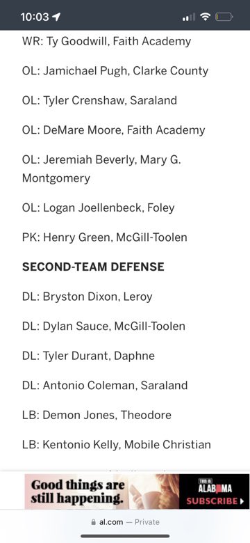 henrygreen30's tweet photo. Blessed to be named 2nd team All-Region. @McTJacketsFB @OneOnOneKicking @OneonOnePcola https://t.co/WULtPPgyyg