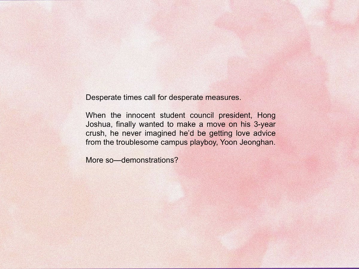 sincerelywink's tweet photo. Love Demo
— a #yoonhong au

Getting love advices from a certain playboy wasn’t exactly part of Joshuā’s plan of making his crush notice him. https://t.co/s4UIMtJpZc