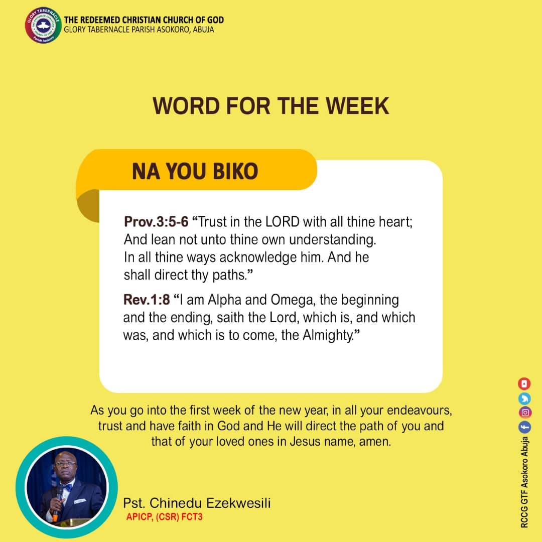 Rccgglorytabern's tweet photo. Word For The Week by
Pst. Chinedu Ezekwesili
APICP (CSR), FCT 3
@obyezeks, @@kayceeaj, @neduezeks, @IjeomaJohnson2, @begemusicworld, @AimikheRita, @psalmsong1, @Esitima @ChineEzeks, @cjumeh, @Emmanue03685712, @Bobodee1

#WordForTheWeek
#RCCGGloryTabernacleParishAsokoroAbuja https://t.co/dA7KVX2lwN