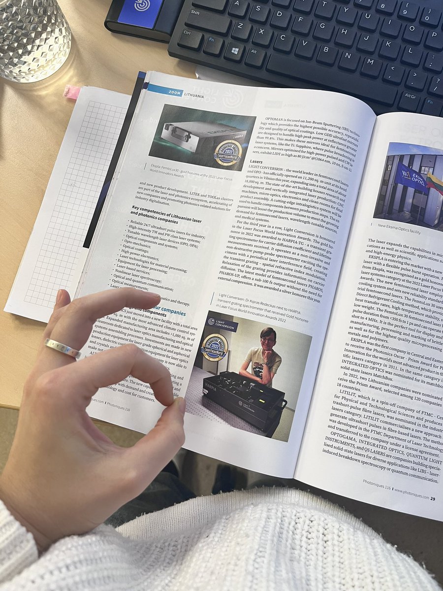 GretaBucyte's tweet photo. Another amazing colleague @kipras_r in a @Photoniques_edp magazine(No 116) :)
Also, some interesting facts about Lithuania's laser and photonics industry.
By the way, the photo was taken by me!
#femtonifluencer #harpia #lightconversion https://t.co/HTc4wj0ZyY