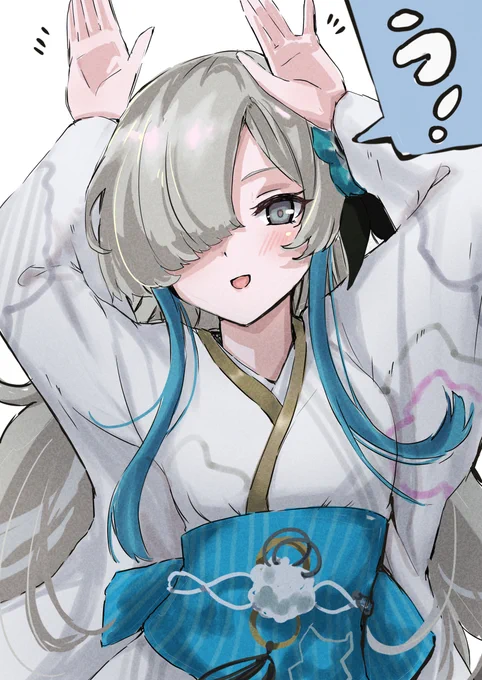 春猿火「新年早々インターホンの前で白いのがぴょんぴょんしています。」#ヰ世界情緒美術部 
