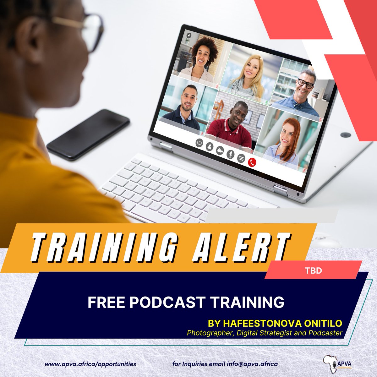 APVAofficial's tweet photo. Calling #AfricanPodcasters to
Apply for a FREE virtual podcast class by one of our!
Apply here: https://t.co/LW6fkc4wre
.
.
.
#apva #apvamatch
#africanpodcasts #africanpodcasters #nigerianpodcasters
#lagospodcasters https://t.co/6Kx2cg1RZm