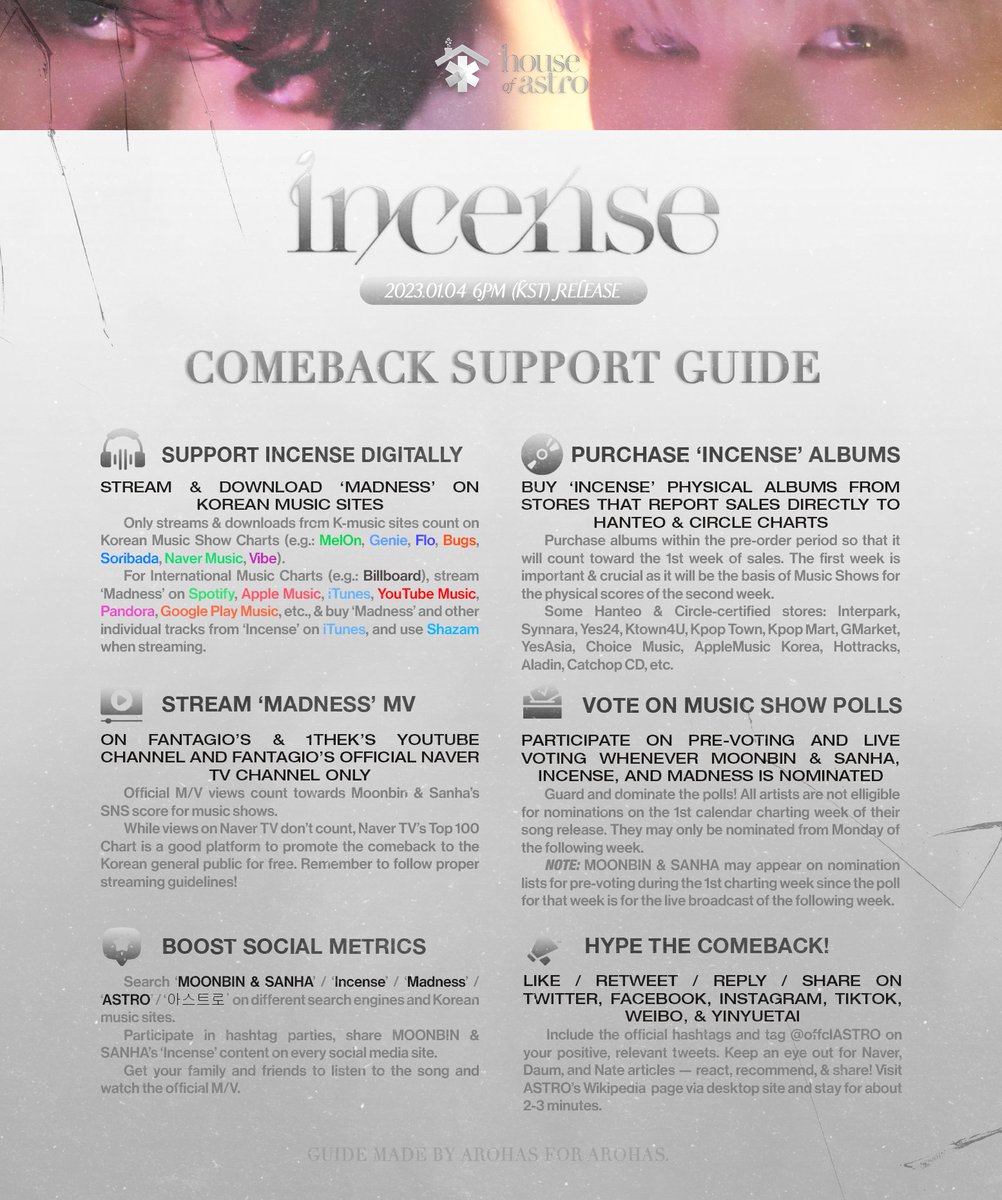 houseofastro's tweet photo. [#HoA_Guide]
• #문빈_산하 COMEBACK SUPPORT GUIDE •

#INCENSE #Madness #MOONBIN_SANHA
#MOONBIN #문빈 #SANHA #산하 
#ASTRO #아스트로 @offclASTRO https://t.co/v5pFyGyZuv