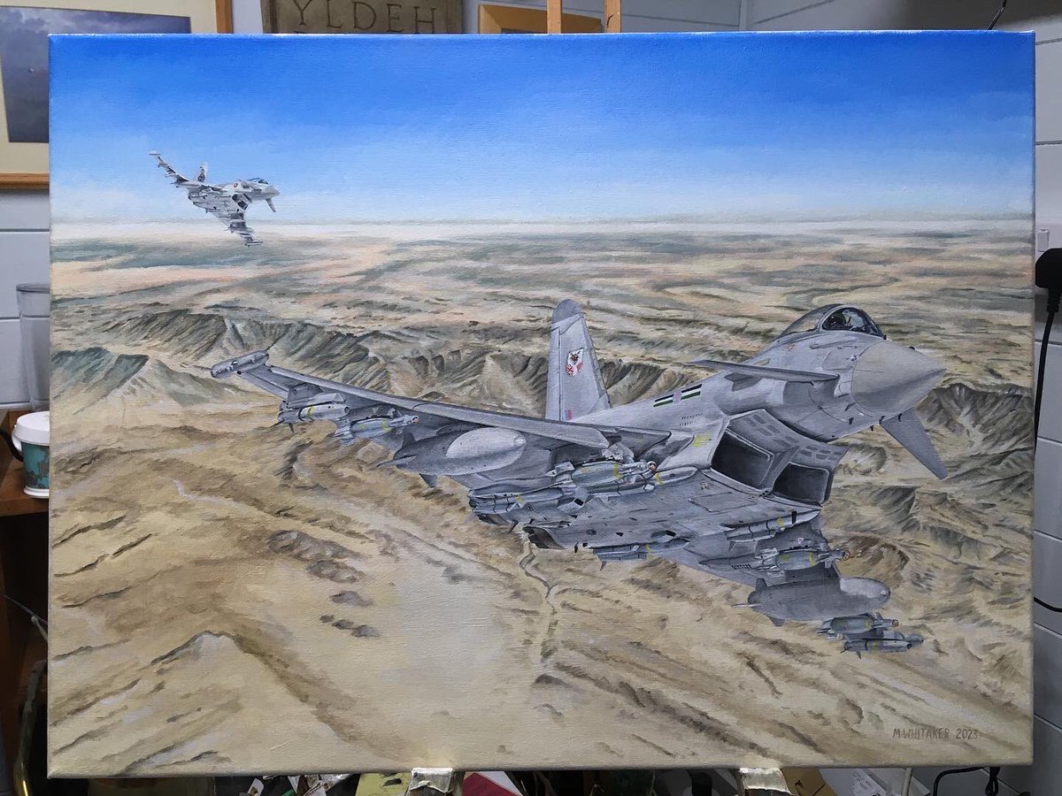 Markrunsnflys's tweet image. Desert Foxes

First completed painting of 2023.  

#planespotter #fastjets #workinprogress #typhoon #rafconningsby #bae #raflossiemouth #eurofighter #12squadron #royalairforce #raf #qatar #qatariairforce #qataremiriairforce #painting #aviation #aviationart #oilpainting