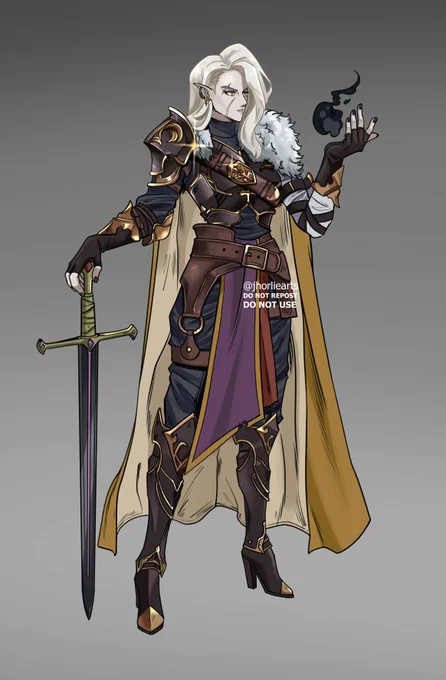 Since I promised that I'll be sharing my OCs, here's a first, one of my DnD characters! They're name is Aiden, my half-elf oath breaker Paladin. They're tall, hot and hates humans  #OC #conceptart #dndart #dungeonsanddragons 