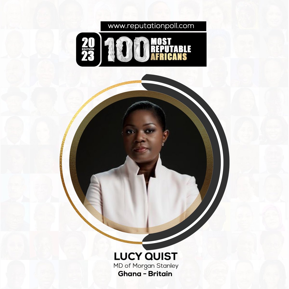 reputationpoll's tweet photo. Introducing @reputationpoll
100 Most Reputable Africans (2023 Edition)
@LucyQuist a Ghanaian-British business and technology executive.She is a managing director for Morgan Stanley.
More Read on https://t.co/apqQ7LJY35
#reputationpoll #ghana #british https://t.co/EwPtWZ1pa8