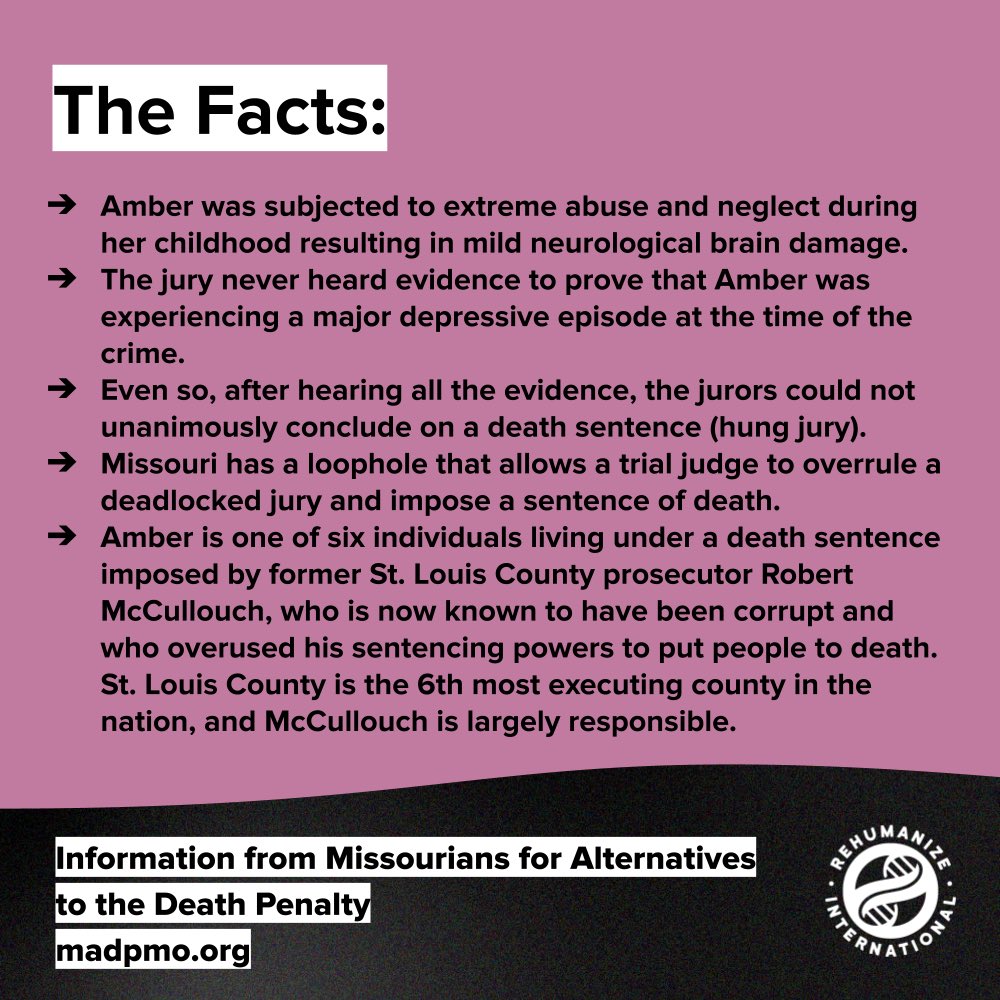 RehumanizeIntl's tweet photo. #StopExecutions
#ClemencyForAmber https://t.co/pE5SVmGpSg