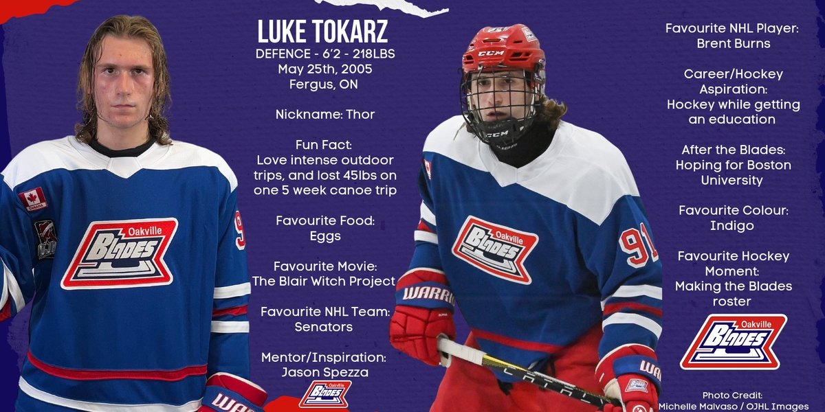 OakvilleBlades's tweet image. 📣MEET THE BLADES!📣

Luke Tokarz is next! Thor is a big-bodied stay-at-home defenceman and is very serious about his craft no matter if it's hockey or extreme outdoor trips! #GoBladesGo #GodOfThunder