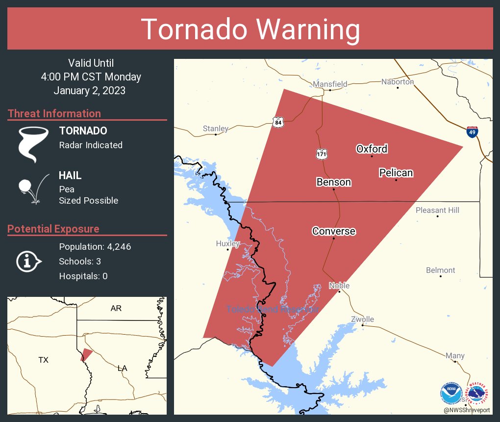 NWS Tornado on Twitter "Tornado Warning continues for Converse LA