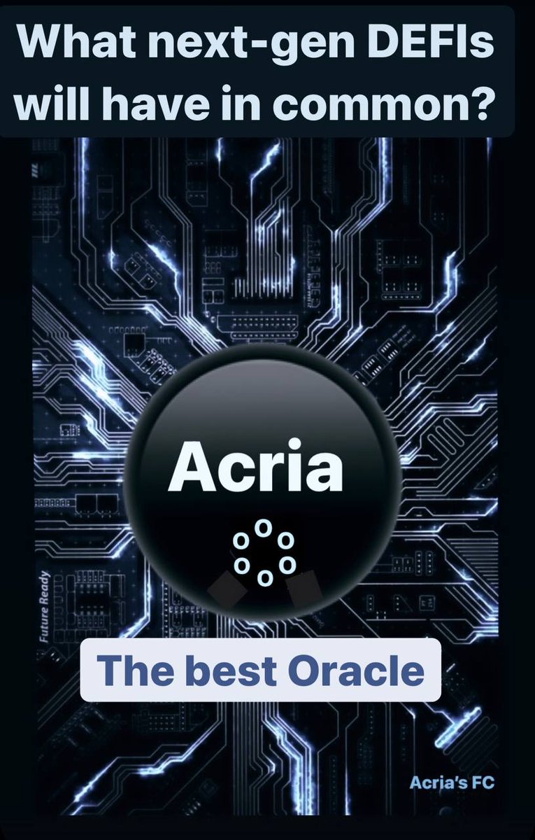 O mercado de #criptomoedas está em constante evolução. Novos projetos como #ACRIA veio para revolucionar o que chamamos de  #Oracle Não é uma recomendação de investimento, mais é uma #gema para ficarmos de olho nesse mercado #Crypto 
t.me/acria_network <a href="/acrianetwork/">Acria.AI</a>
