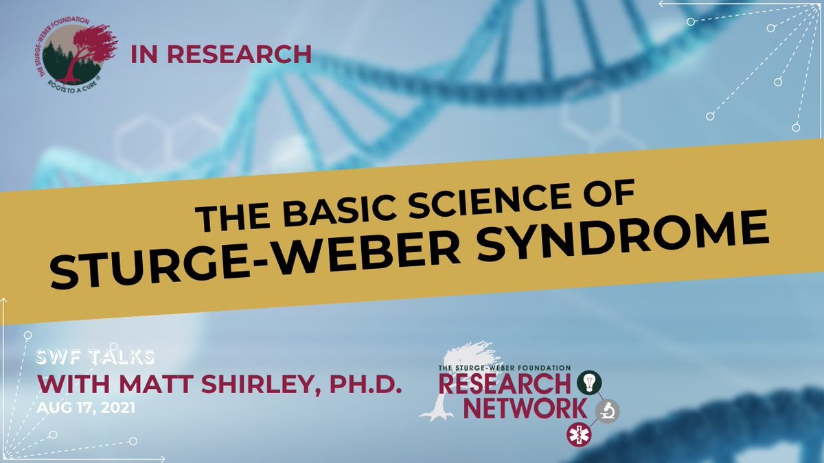 SturgeWeber's tweet photo. School is in session: The basic science of Sturge-Weber syndrome with Matt Shirley, Ph.D. Matt explores the DNA, GNAQ gene, zebrafish models, and other scientific research.  
👉 https://t.co/Mu7P4OHGAv 

#sturgewebersyndrome #sturgeweberfoundation #research #sciencemodels https://t.co/qHTCNS4thy
