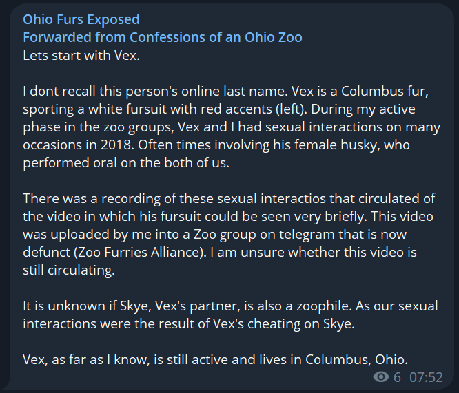 OhioFursExposed's tweet photo. Former Columbus, Ohio Fur, @/vexthehuski now living in Michigan.

Additional messages can be seen in the OhioFursExposed telegram channel https://t.co/4uq5AovhP2