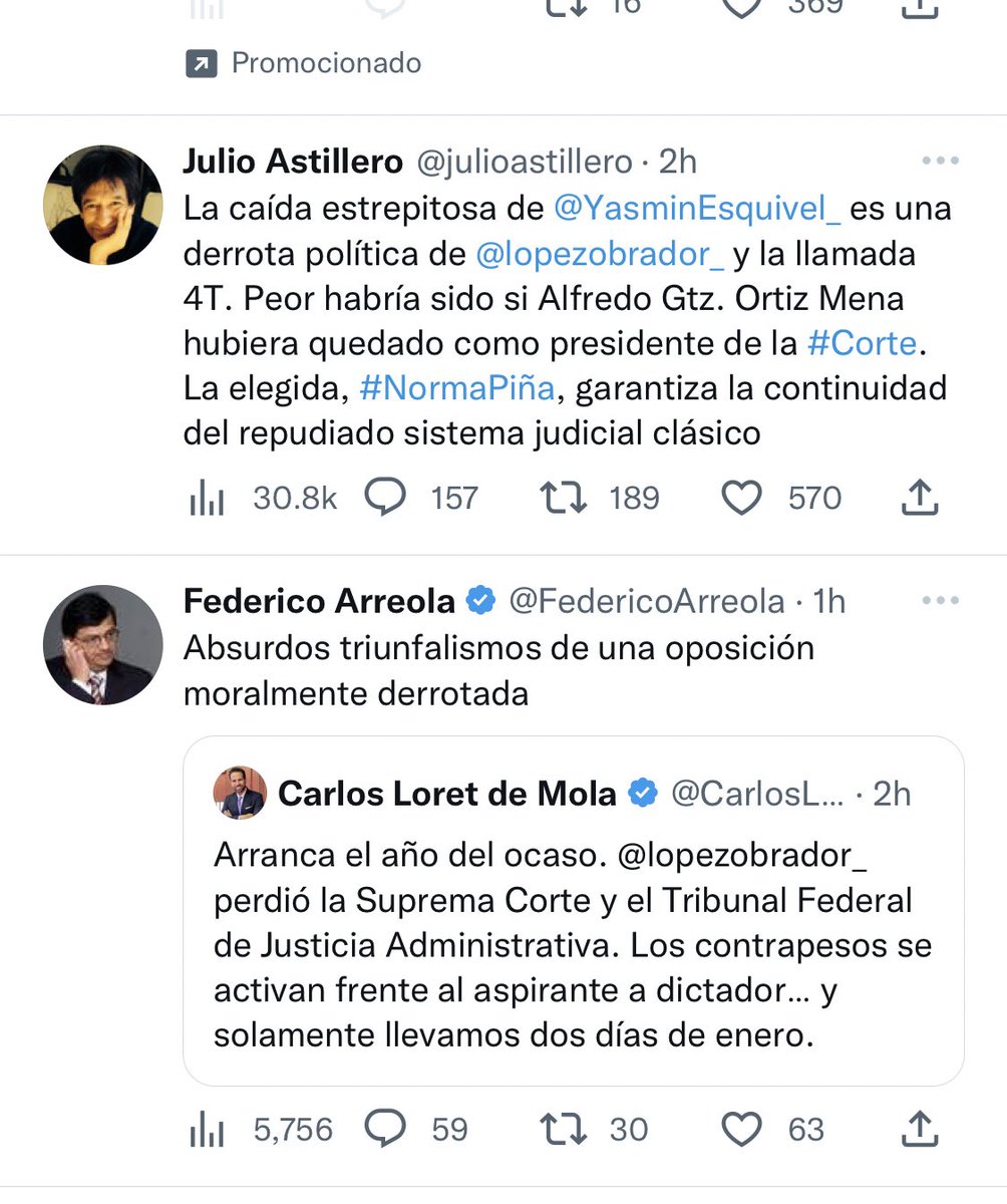dect1608's tweet photo. #ÚltimaHora La elección de la ministra #sinTwitter de la @SCJN me concedió “debate” tuitero entre @JulioAstillero Don @FedericoArreola y @CarlosLoret
El histórico momento de la equidad de género en #México con Piña Hernández como presidenta de la #SCJN al menos venció la trampa https://t.co/1qm7YY606q