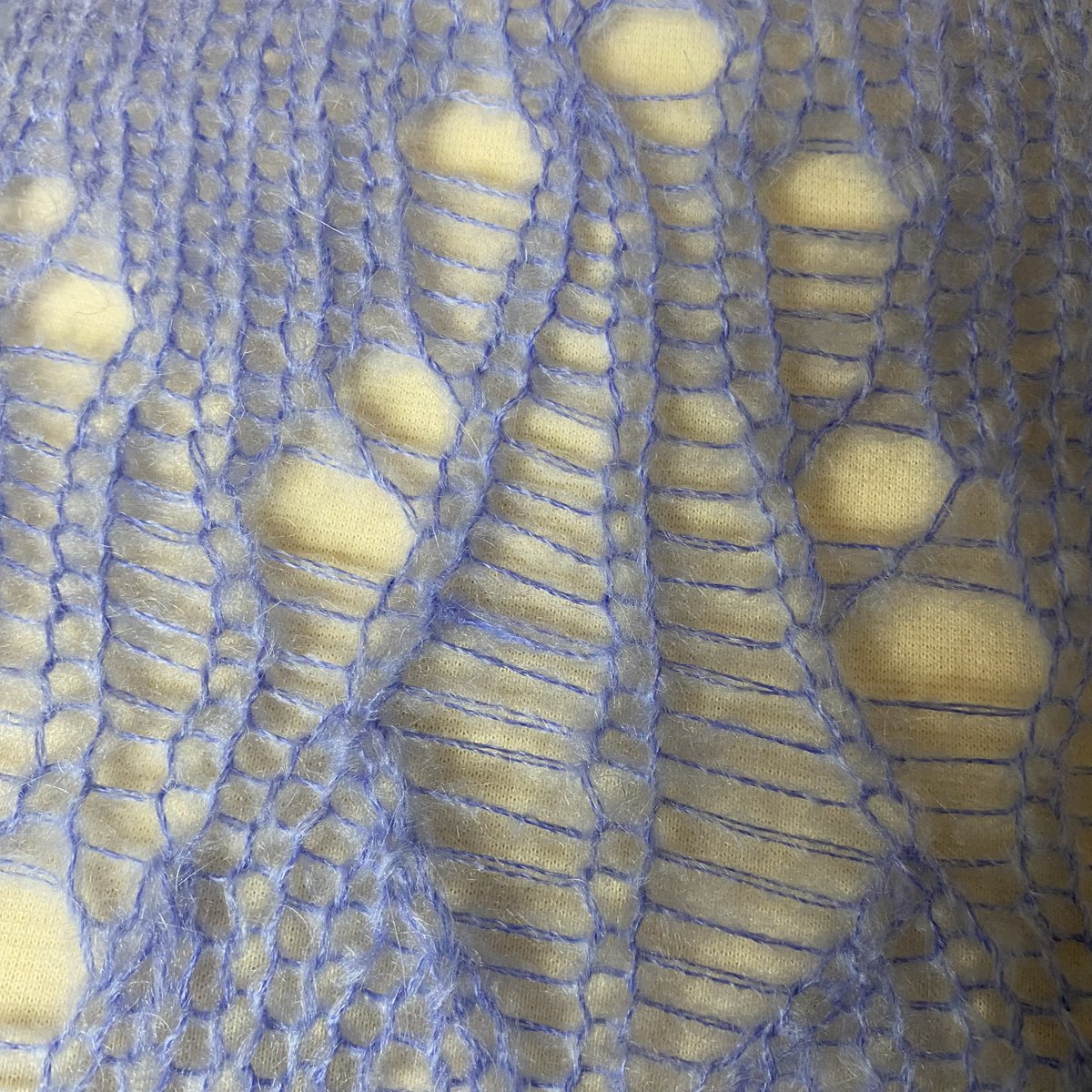 MelorosiaModa's tweet photo. Open knit stitches created on knitting machine, more to come #knit #knitwear #knittingmachine #knitting #mohairyarn #mohair #yarn https://t.co/65yCHgGtYc
