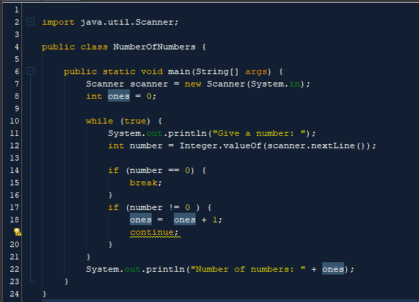 bipolarcoder86's tweet image. Can someone explain why the &apos;continue&apos; statement on line 19 isn&apos;t needed?

#Java #codinghelp