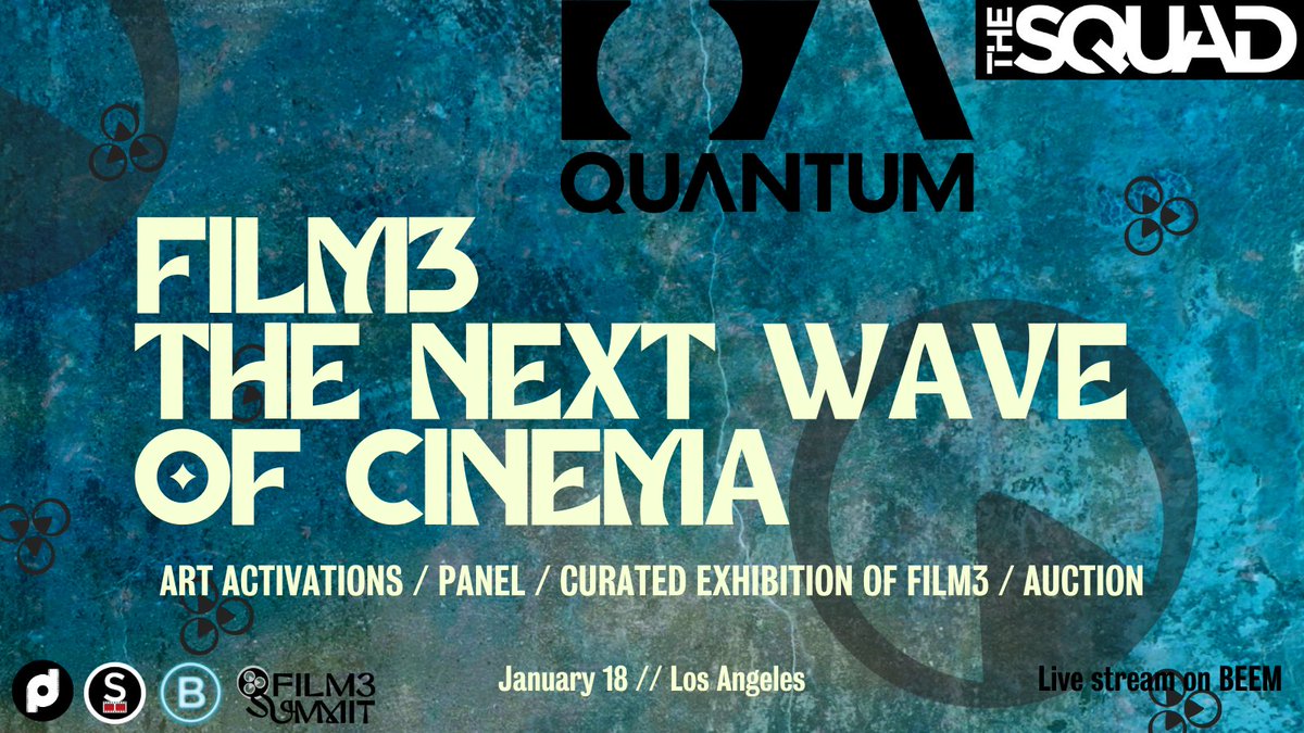 jordanbayne's tweet image. 🌟@QuantumNFT has partnered w/ @Film3Squad the Foundation of #Film3 for the first Film3 Art Exhibition of its kind, in LA on Jan 18th

Squad members submitted and 15 projects were curated that give a unique overview to the voices in the #Film3 #NextWaveCinema ecosystem.📽️🌊🚀2023