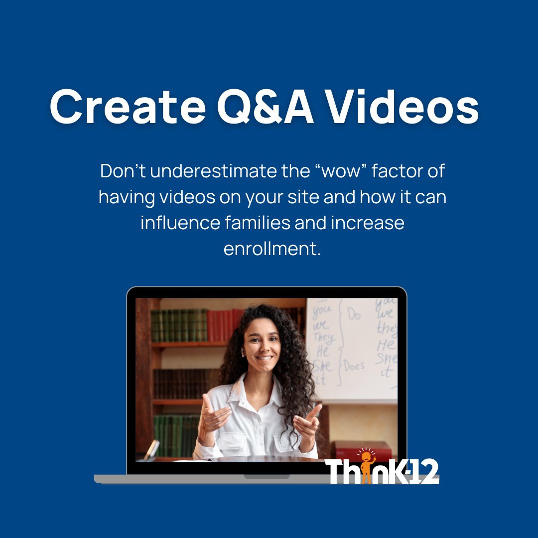 Q&A Videos are an interactive, technical display of your school’s culture. As parents, students, staff, and alums share their stories, prospective families catch a glimpse of the school environment, and learn about what makes your school special. 
#schoolmarketing #schooleveryday