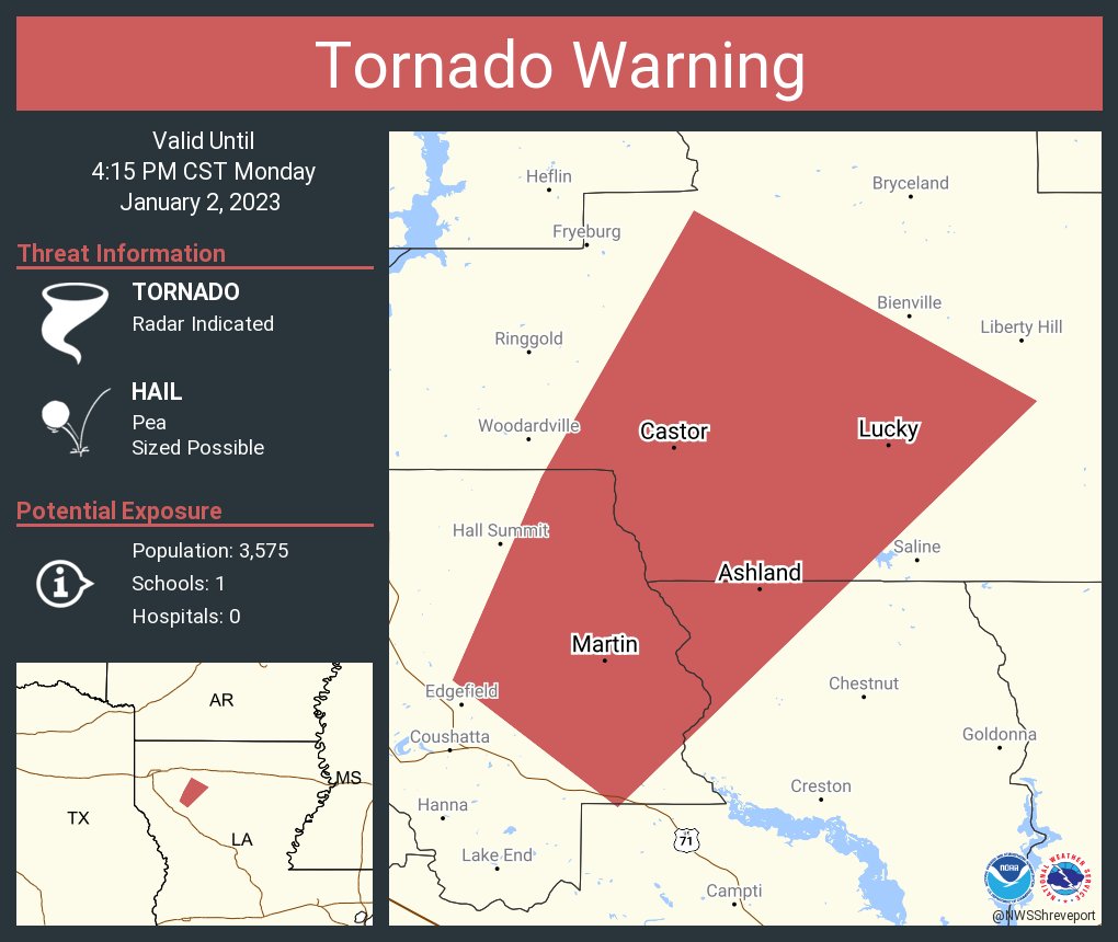 NWS Tornado on Twitter "Tornado Warning continues for Martin LA, Lucky