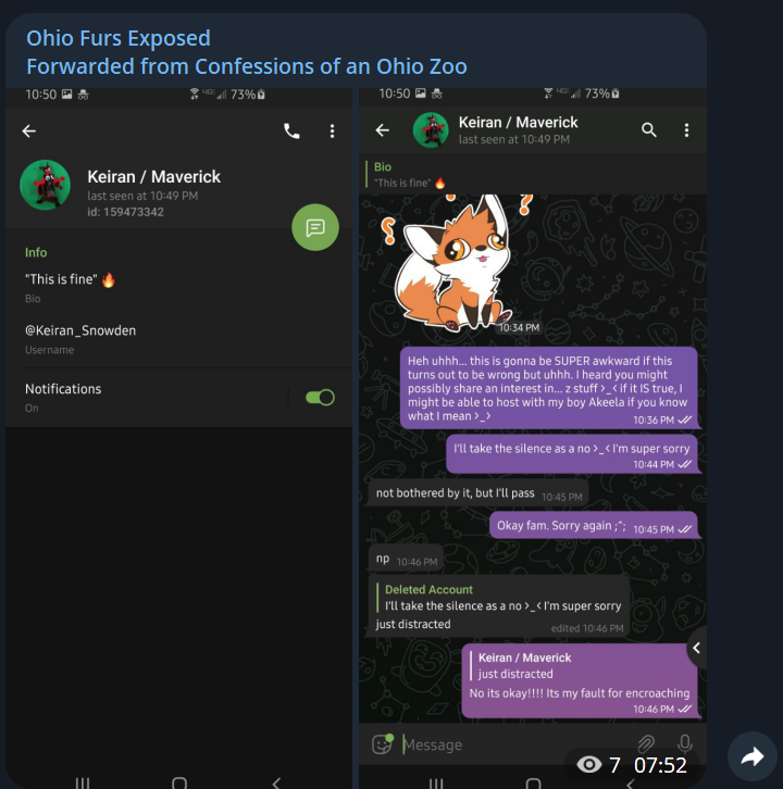 OhioFursExposed's tweet photo. Additional Ohio furs in the Columbus area, Keiran_Snowden and Nash are known in the zoo community. Attempts were made to bait them to send photos, they're known on zoo sites like (former) gaybeast. #Ohio_Furs #OhioFur #AnthrOhio https://t.co/isCfW0upjC