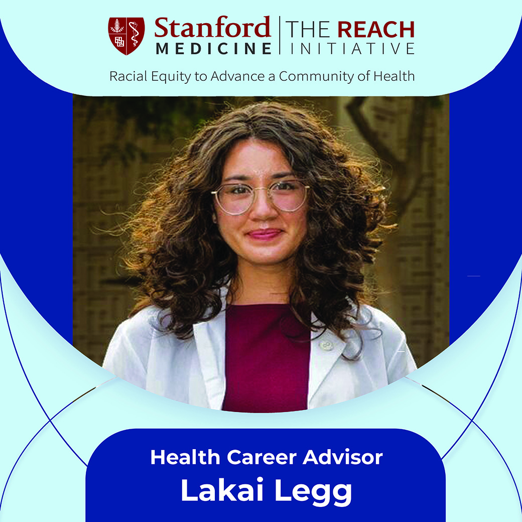 StanfordReach's tweet photo. Meet #HealthCareAdvisor, Lakai Legg, a 2nd year @StanfordMed student who is passionate about meaningful mentorship, especially for those who are underrepresented in medicine, health, and STEM. She currently serves on the executive board of #SNMA and Health Careers Collaborative. https://t.co/2uUd0CKylG