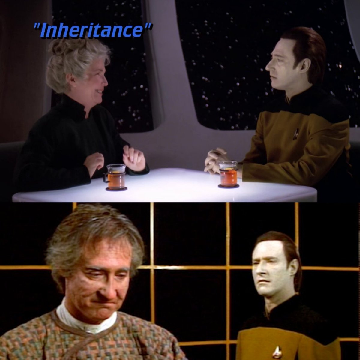 Happy #TrekTuesday and good morning! We accidentally skipped it but trust me: #StarTrekTheNextGeneration #S7E10 #Inheritance is a magnificent #Data #WATCH bolstered by great performances.

#diyentertainment #BrentSpiner #TNG #FionnulaFlanagan #NoonienSoong #7x10