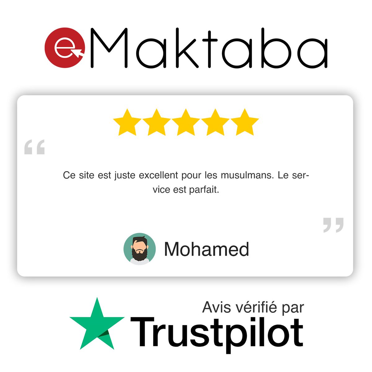 e_maktaba's tweet photo. On vous donne la parole, qui de mieux pour parler de e-Maktaba ?

#emaktaba #avis #confiance #satisfaction #merci #ensemble #e-maktaba #mektaba #muslim #librairiemusulmane #sunnah #islam https://t.co/H7dIwK5NQH