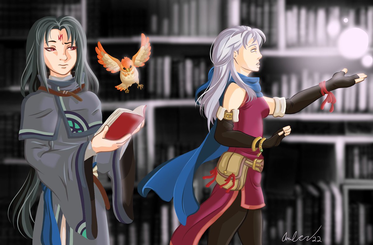 I hope everyone had happy holidays this season. Here's my @fecompendium #SecretAnna piece for this year. Soren and Micaiah are exploring an old library together. Yune seems to be interested in what Soren is reading there.
#radiantdawn #fireemblem #feh #FEHeroes