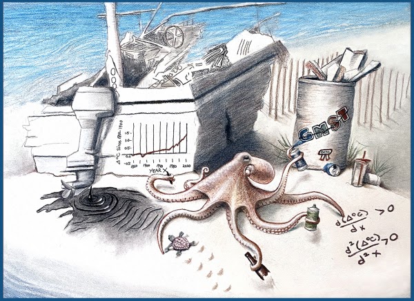 We're excited for the #Boston #jmm2023 Art Exhibition! Our piece "Do the Math" will be on display there. And don't forget to see the <a href="/mathemalchemy/">Mathemalchemy</a> exhibit at <a href="/BU_Tweets/">Boston University</a> 808 Gallery! #bridgesmathart #math #art #mathart #mathoutreach #environment #globalwarming #calculus #octopi