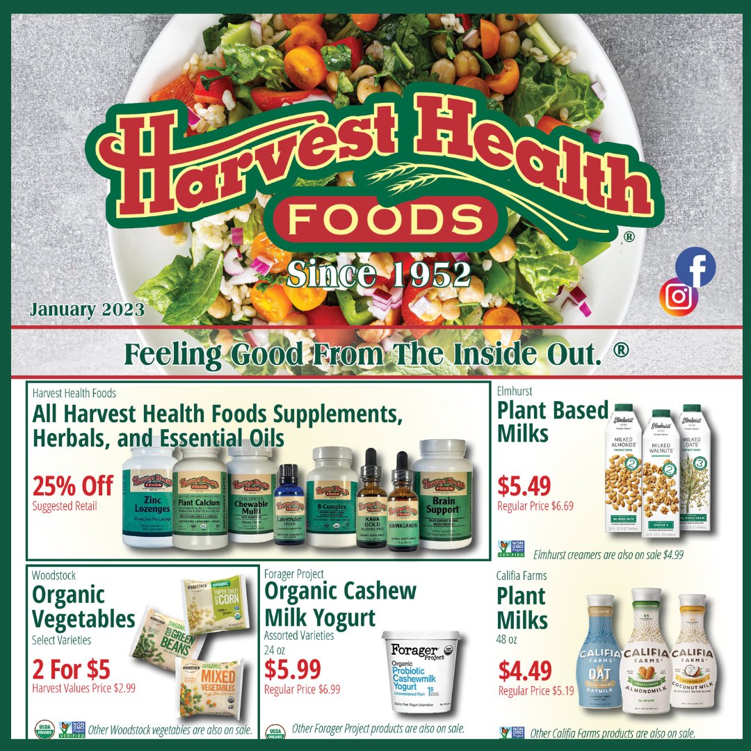 Harvest_Health's tweet photo. Your Healthy 2023 Starts at Harvest Health Foods!  Read our latest News:  https://t.co/2ZneS5CqjA

#healthystartsatHarvestHealthfoods #healthygroceries #healthyvitamins #healthyanswers #70yearsoftrust
https://t.co/PMprbSx4pO https://t.co/YKWc2KGDHa