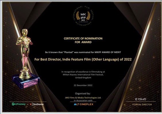 #PLANTADOS ha sido seleccionado y nominado a MEJOR LARGOMETRAJE INDIE y a MEJOR DIRECCIÓN en el festival internacional <a href="/mkfilmfest/">Milton Keynes International Film Festival</a> en Reino Unido!! 🤟🏻

Y ya de paso… Feliz año nuevo a todos!!🍷🏄🏽‍♀️

#cine #cinema #largometraje #film #featurefilm #fiction #cineespañol