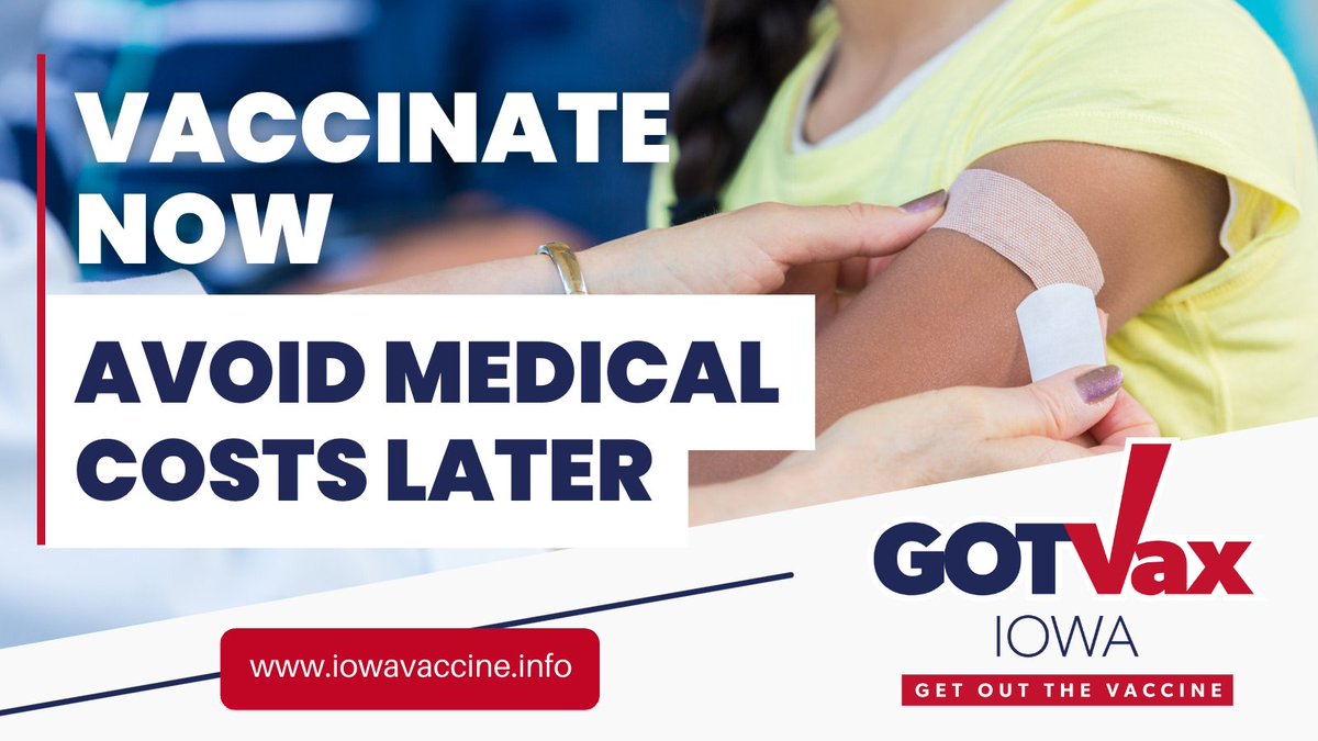 GOTVaxIowa's tweet photo. Reduce the likelihood of medical costs and economic burden by getting #vaccinated—no need for expensive medical treatments due to #longcovid.  

Schedule your vaccine appointment today: https://t.co/IT4Y5T2GZI  
#SARSCoV2 #flu #RSV
https://t.co/txTiUtu15B https://t.co/pnRqbTyECE