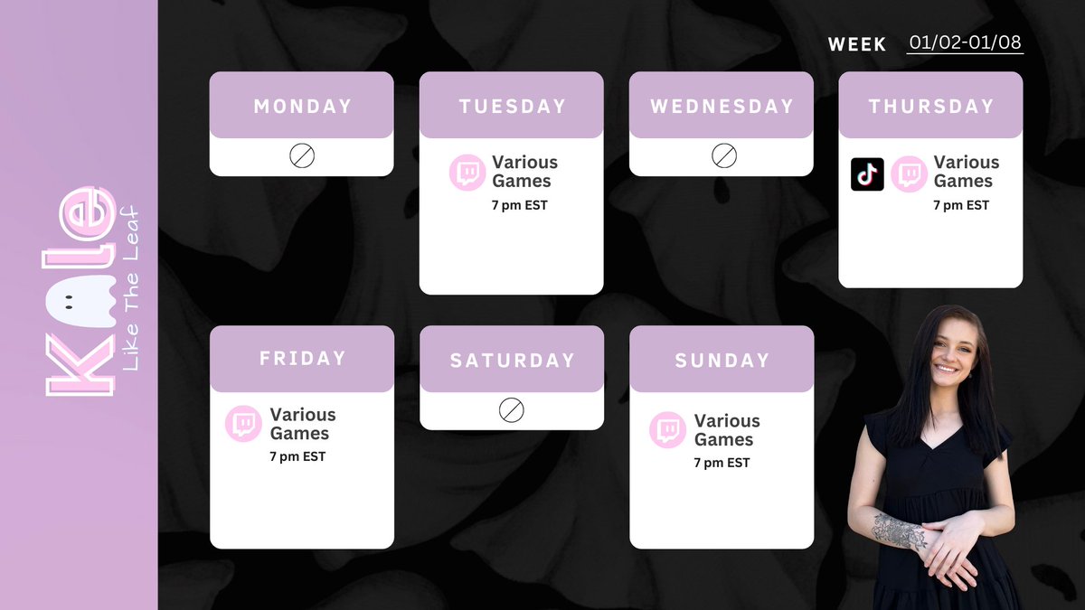 xoKalettv's tweet photo. This week's streaming schedule: T, TH, Fri, Sun 7 pm EST <3 

#TwitchTV #TwitchStreamer #StreamingSchedule #CallofDuty #Valorant #HighOnLifeGame #PropNight #HumanFallFlat #Overwatch2 #Fortnite #Minecraft #GirlGamer #Jackbox #Scribblio https://t.co/bybNTk54Ev