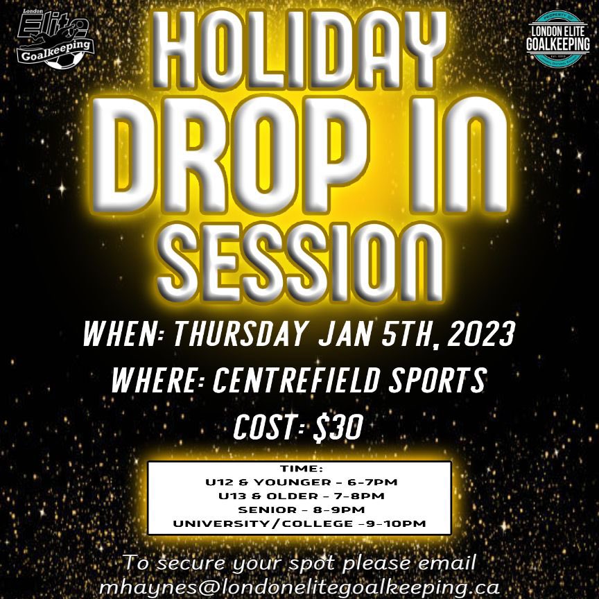 LondonEliteGK's tweet photo. Holiday Drop In Sessions 🎉🧤⚽️
Ready to get back on the pitch ?
We’ve got you covered, we have a set of drop in sessions this Thursday January 5th.
Looking forward to starting 2023 off right with these sessions.
Contact us today to reserve your spot !
#LEGK #LEgoalkeeping https://t.co/t72wkaX6Hc