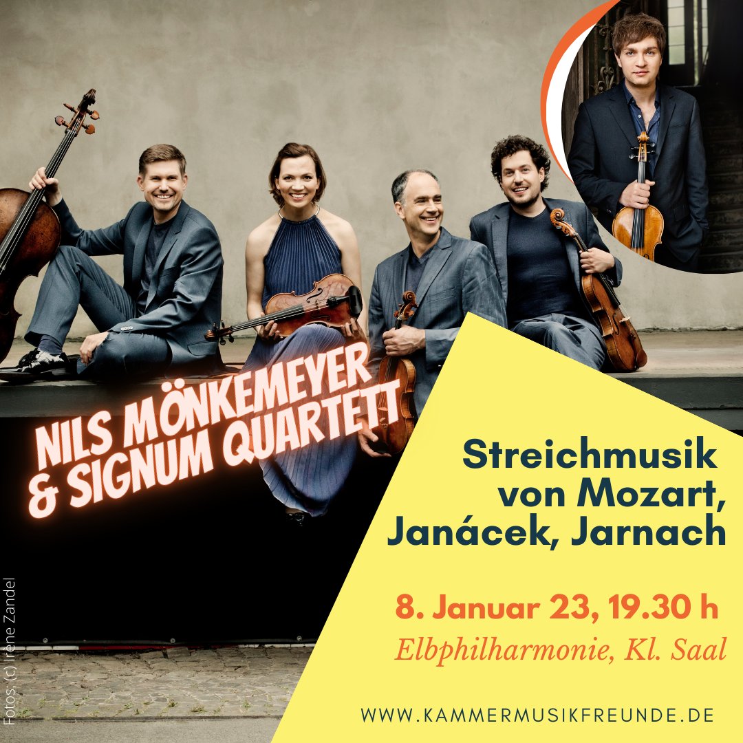 Ein frohes, von Musik erfülltes und gutes neues Jahr 2023 wünschen wir von der #HVFK! 🍀🎶😀
Wir starten am 8.1. @Elbphilharmonie: Es spielen das <a href="/SignumQuartet/">Signum Quartet</a> u. der Bratscher #NilsMönkemeyer #Mozart, #Janáček (#Kreutzersonate) u. #Jarnach. #Restkarten👉🏽
kammermusikfreunde.de/konzerte-karte…
