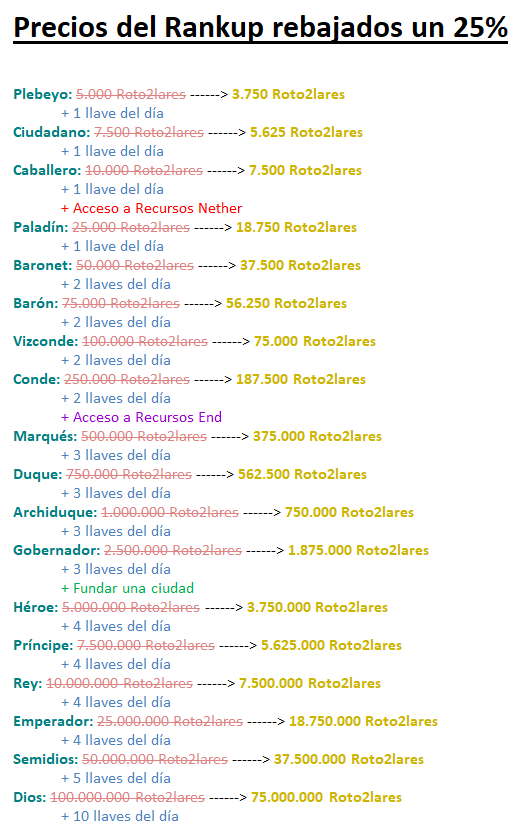 Rebajados permanentemente los precios del Rankup en un 25%. Ahora podrás subir más rápido!