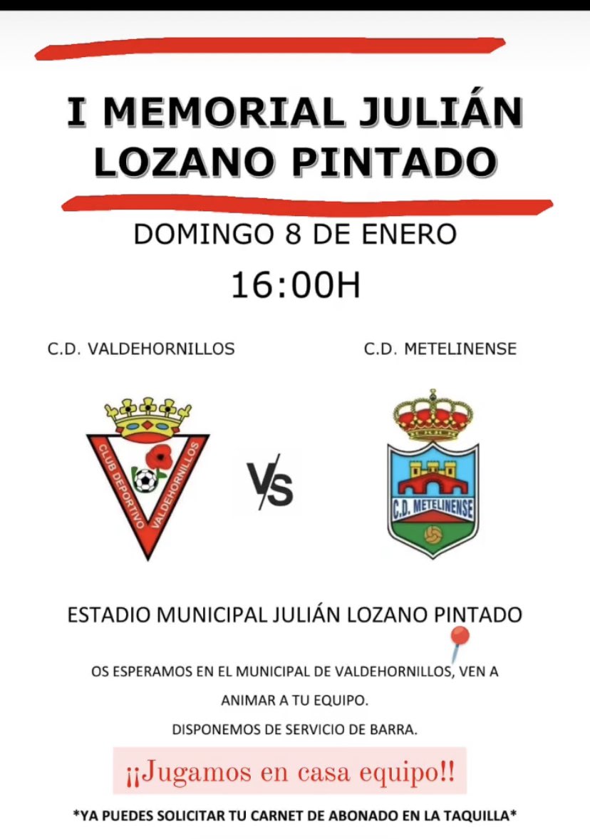 Volvemos a casa!!! Y que mejor que con nuestros vecinos y amigos del <a href="/cdmetelinense/">cdmetelinense</a>  vamos rojos!! Vamos a vivir un bonito día de fútbol!! Serán tod@s Bienvenidos!