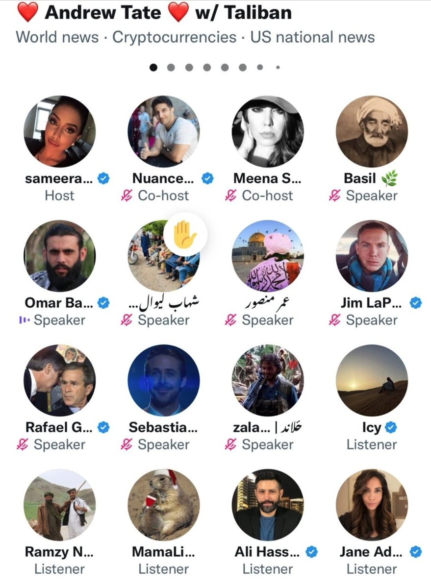williamlegate's tweet image. THE TALIBAN HELD A TWITTER SPACE IN SUPPORT OF ANDREW TATE… NOTE, SOME TALIBAN HAVE PAID-FOR BLUE CHECKS… IS TWITTER DOING BUSINESS WITH SANCTIONED TERRORISTS? @elonmusk