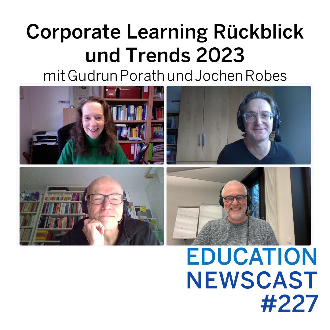 Corporate Learning Rückblick und Trends 2023 mit <a href="/myview/">Gudrun Porath</a>  &amp; <a href="/jrobes/">Jochen Robes</a> 👇🏼
🎧 OpenSAP lnkd.in/ey-SepX 
🎧 Spotify lnkd.in/egTqNdwS
🎧 Apple lnkd.in/e5yHHhga 
🎧 Google lnkd.in/eMEzCzyD 
Hört mal rein. Freuen uns über Feedback.